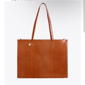 BEIS The Worktote in Cognac Croc NEW without Tags